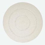 Tapis rond tiss� � plat en coton ajour� beige 150 cm