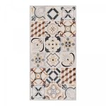 Tapis salle de bain 50 x 80 cm beige gris marron motif g�om�trique patchwork lyn11 c hydrofuge