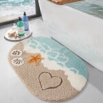 Tapis salle de bain antid�rapant 50 x 80 cm ovale tapis douch absorbant et lavable avec motif plage et ...