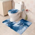Tapis de salle de bain antid�rapant - loup animal gris - ensemble de 3 pi�ces