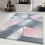 Carpetsale24 tapis de salon design moderne � poils courts rose tapis 120x170 cm design abstrait tapis ...