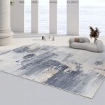 Tapis salon grand abstrait moderne doux � poils courts pour chambre � coucher (abstrait marron / multi ...