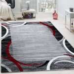 Tapis de salon moderne avec bordure tapis de marque mouchet gris noir rouge [120x170 cm]