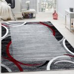 Tapis de salon moderne avec bordure tapis de marque mouchet gris noir rouge [60x100 cm]