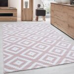 Tapis - moderne - rose poudre et blanc - 120x170 cm - courte pile - tissé à la machine Tapis - moderne - rose poudre et blanc - 120x170 cm - courte pile - tissé à la machine