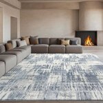 Tapis salon moderne lavable - suteo - 200x300 cm - antidrapant - poil ras - polyester - lavable en machine ...