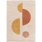 Tapis de salon � motif organique - sully - �cru jaune et terracotta - 160 x 230 cm