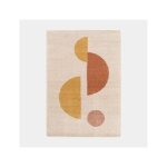 Tapis de salon � motif organique - sully - �cru jaune et terracotta - 80 x 150 cm