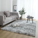 Tapis de salon shaggy 120 x 160cm en peluche gris fibre de polypropyl�ne souple tapis antid�rapante