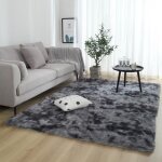 Tapis de salon shaggy 120 x 160cm en peluche gris fonc� fibre de polypropyl�ne souple tapis antid�rapante ...