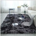 Tapis de salon shaggy 160x230 en peluche gris fonc