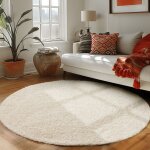 Tapis salon shaggy - mylan - cr�me - 200 cm rond - 100% polypropyl�ne - carpettex