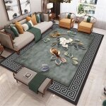 Tapis salon style chinois - ado home - gris - vert - r�sistant aux taches - 120x160cm