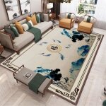 Tapis de salon style chinois rectangulaire gris r�sistant � la salet� et lavable sol 60x90cm