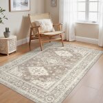Tapis salon style persan - suteo - 120x170 cm - beige caramel - lavable en machine - antid�rapant - poils ...