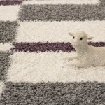 Tapis shaggy designe pile longue (gris - blanc - violet - 60x110)