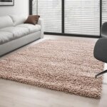 Tapis shaggy flokati poil long uni moelleux et doux pour le salon couleur: beige taille: 120 x 170 cm ...