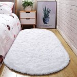 Tapis shaggy ovale 80 * 160cm blanc