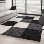 Tapis shaggy pile longue à carreaux plusiuers couleurs et tailles au choix (200x290 cm - noir - blanc ... Tapis shaggy pile longue à carreaux plusiuers couleurs et tailles au choix (200x290 cm - noir - blanc ...