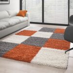 Tapis shaggy - terracotta - blanc - gris - 60x110 cm - 100% pp - intérieur - rectangulaire Tapis shaggy - terracotta - blanc - gris - 60x110 cm - 100% pp - intérieur - rectangulaire