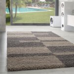 Tapis shaggy salon - simpex - taupe - rectangulaire - moderne - 120 x 170 cm
