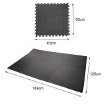 Tapis de sol de gym sport avec 6 dalles de protection - noir - multi usages - epaisseur 12mm