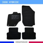 Tapis de sol voiture - sur mesure pour peugeot 3008 hybride d�s 04 / 2024 - moquette antid�rapante - ...