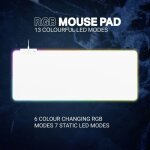 Tapis de souris �clair� - deltaco gam - 079 - w - extra - large 360x900 mm - 6 effets lumineux - usb