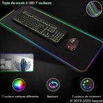 Tapis de souris gamer - led - 800x300mm - antid�rapant - 10 modes d�clairage - caoutchouc naturel