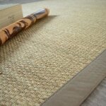 Tapis jonc de mer kalapa fin panama - ganse coton taupe - 80 x 150 cm