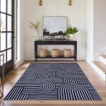 Tapis ultra - doux - lunsy - 160x230 cm - bleu - motif g�om�trique - antid�rapant - lavable en machine ...