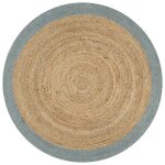 Tapis - vidaxl - jute fait � la main - 150 cm - bord vert olive - naturel et durable