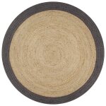 Tapis - vidaxl - jute fait � la main - 150 cm - rond - gris fonc� et naturel