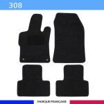 Tapis de sol voiture - sur mesure pour peugeot 308 d�s 10 / 2021 - moquette antid�rapante - clips et ...