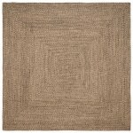 Tapis de zone - vidaxl - carr� 300x300 cm - jute - naturel & noir - lavable en machine