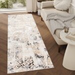Tapiso crystal tapis couloir long au m�tre tapis de passage poils ras tapis entr�e cr�me gris beige abstrait ...