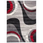Tapiso tapis salon poil court dream rouge gris ondes 100% polypropyl�ne int�rieur 200x300 cm