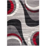 Tapiso tapis salon poil court dream rouge gris ondes 140 x 200 cm 100% polypropyl�ne int�rieur