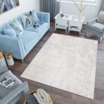 Tapiso tapis salon poil court lotus cr�me beige g�om�trique polypropyl�ne int�rieur 200x300 cm