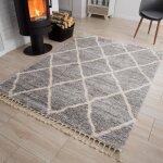 Tapiso tapis salon poils longs versay gris crème géométrique polypropylène intérieur 120x170 cm Tapiso tapis salon poils longs versay gris crème géométrique polypropylène intérieur 120x170 cm