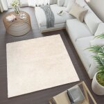 Tapiso tapis salon shaggy carré poil long essence beige uni polypropylène intérieur 120x120 Tapiso tapis salon shaggy carré poil long essence beige uni polypropylène intérieur 120x120
