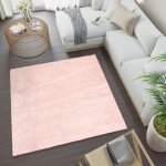 Tapiso tapis salon shaggy carré poil long essence rose uni polypropylène intérieur 120x120 cm Tapiso tapis salon shaggy carré poil long essence rose uni polypropylène intérieur 120x120 cm
