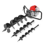 Tarire thermique moteur  essence 75cc 5. 2cv avec 3 forets en acier 100 / 150 / 200mm profondeur maximale ...