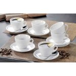 Tasses bistro - porcelaine blanche - cappuccino - lot de 6