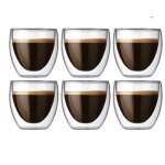 Tasse � caf� en verre double paroi - mtevotx - 6 pi�ces - transparent - blanc - classique - intemporel ...