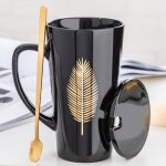 Tasse  caf en cramique annefly lgantes tasses  th 500ml avec couvercle et cuillrepour nolvalentin ...