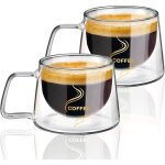Tasse  caf double paroi - zgeer - lot de 2 - verre borosilicate - 200ml - compatible lave - vaisselle ...
