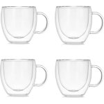 Tassetasses  caf en verre150 ml  double paroi isole en verre borosilicate avec poignepour cafth ...