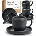 Tasse � cappuccino set de 4 u2013 200 ml u2013 tasse � caf� en c�ramique noire u2013 tasses � caf� tasses ...