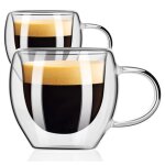 Tasses � expresso - culinorea - 2pcs - 80ml - double paroi - avec poign�e - verre transparent - avec ...